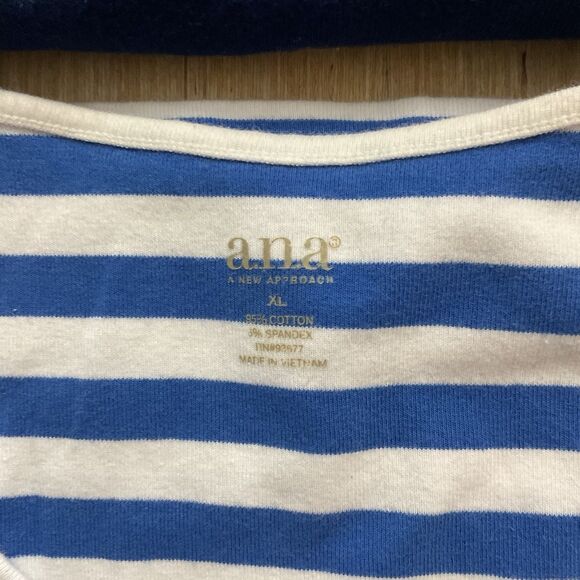 A.N.A Lot 2 Razorback Tank Tops Blue White Striped Navy XL Sleeveless - Picture 2 of 9